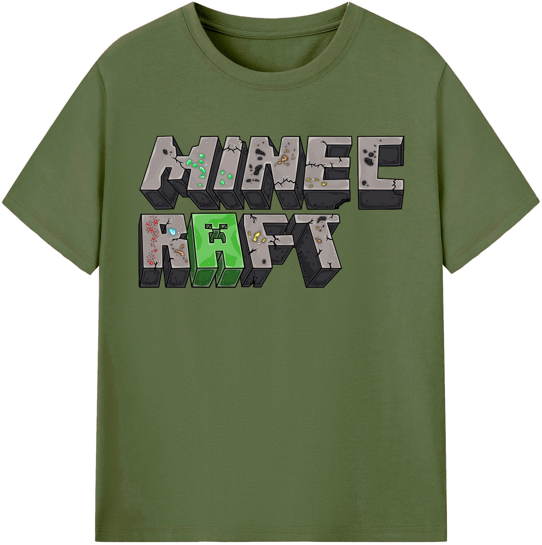 （画像用） マインクラフト ブロックの世界 Minecraft MC Block world 綿100％半袖Tシャツ（フロントプリント）